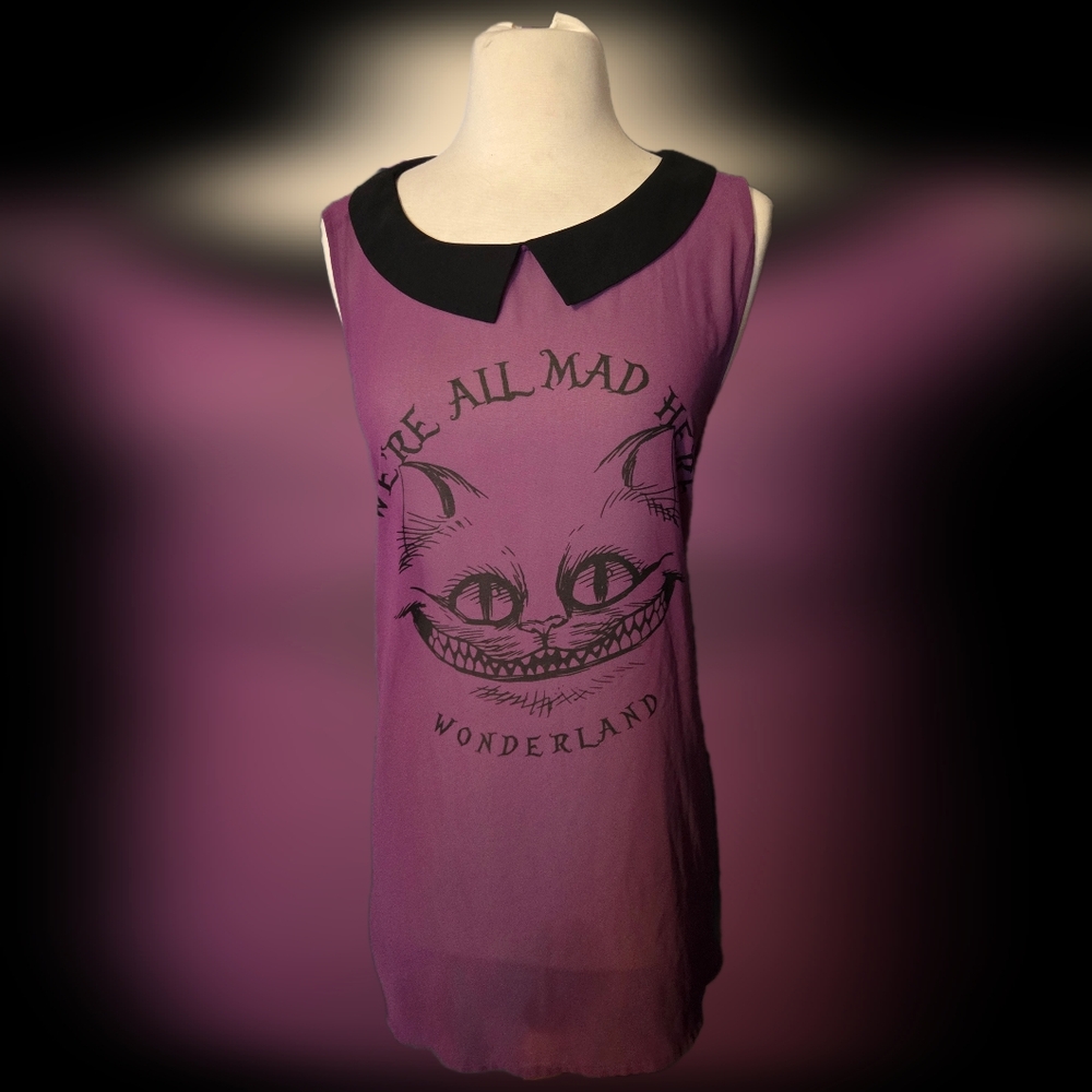 Sheer tank top Cheshire cat
